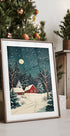 Red Houses and Snowy night sky Plakat - Posterbox