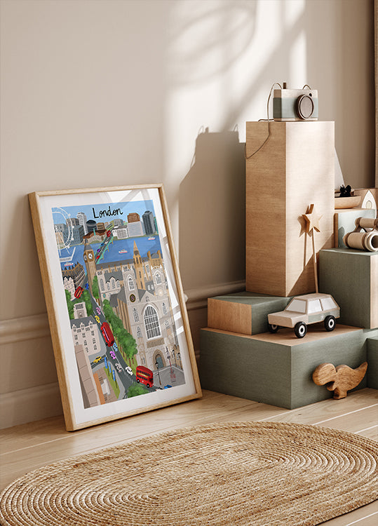London City with View of the Thames River and Big Ben by Artist Carla Daly Plakat - Posterbox