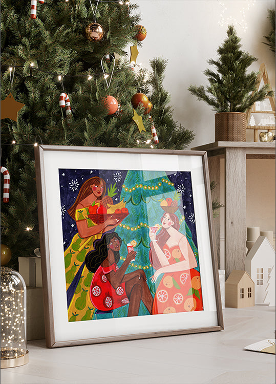 Festive Christmas fruit women Poster - Posterbox