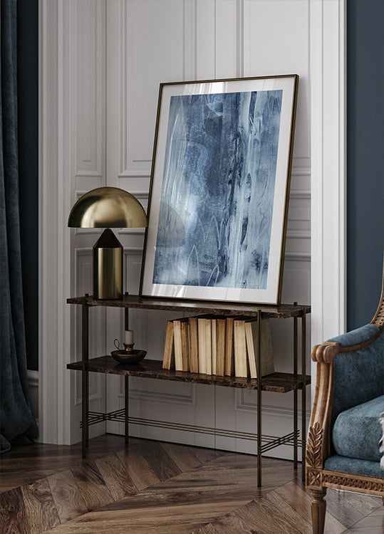 Blue Texture Flowing Vertical Lines Plakat - Posterbox