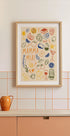 Mamma Mia!, Playful Italian Kitchen With Colorful Food Illustrations Plakat - Posterbox