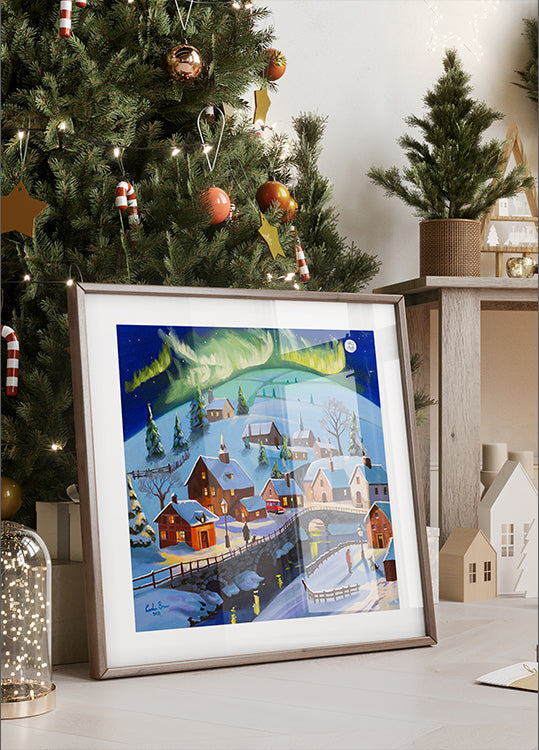 Winter Wonderland Village Under the Northern Lights Plakat - Posterbox