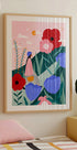 Woman Walking in Flower Garden Plakat - Posterbox
