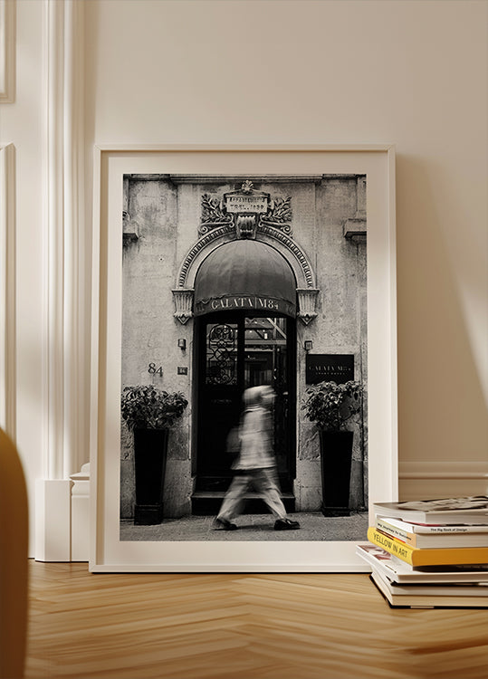 Historic Hotel Entrance Black & White Plakat - Posterbox