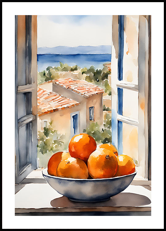 Orangenschale im Fenster Plakat - Posterbox