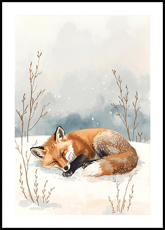 Schlafender Fuchs im Schnee Plakat - Posterbox