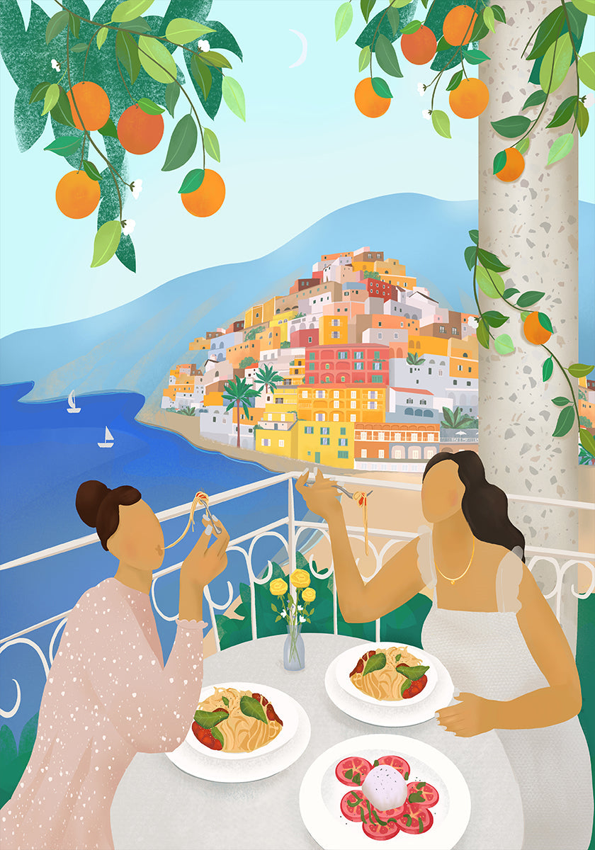 Girls in Positano Plakat - Posterbox