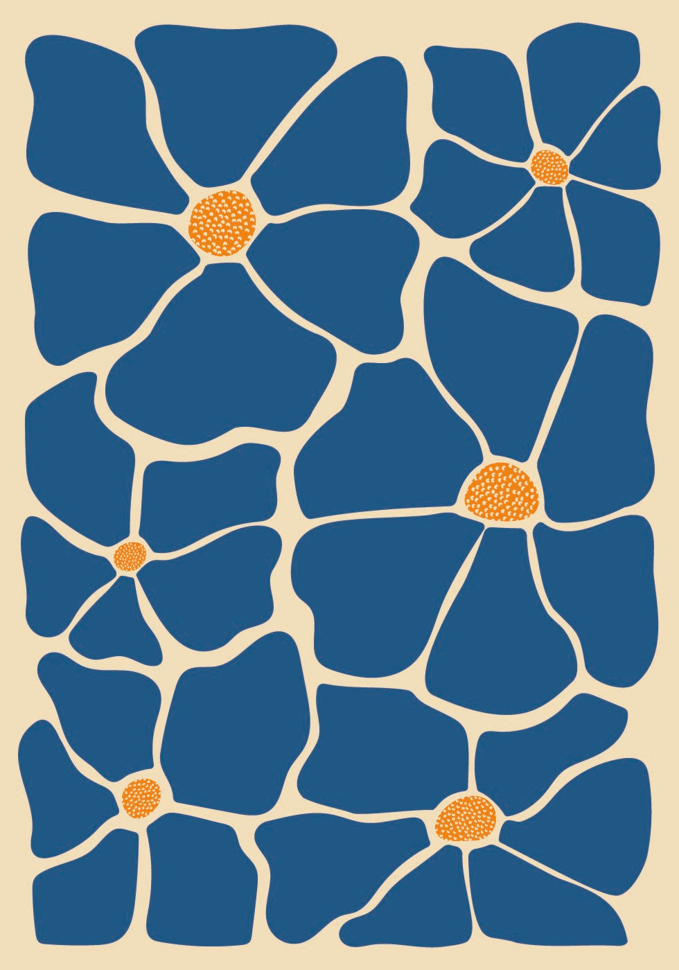 Abstraktes blaues Blumenposter - Posterbox.dk
