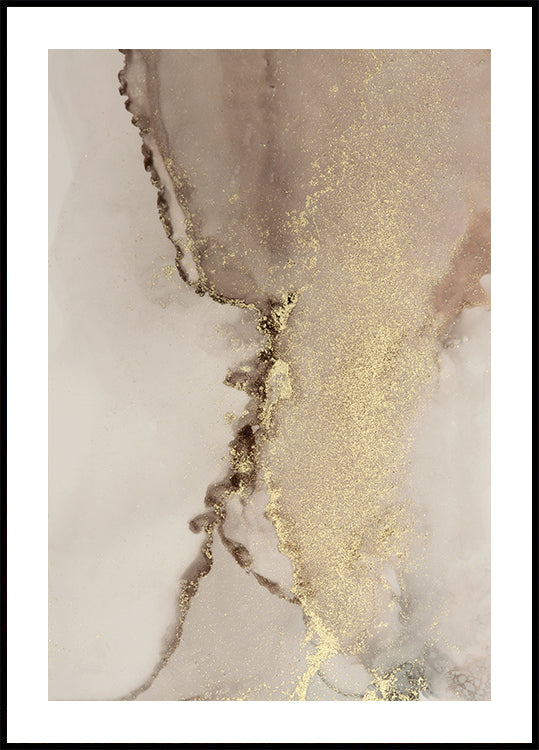 Abstraktes Goldfluss-Poster - Posterbox.dk