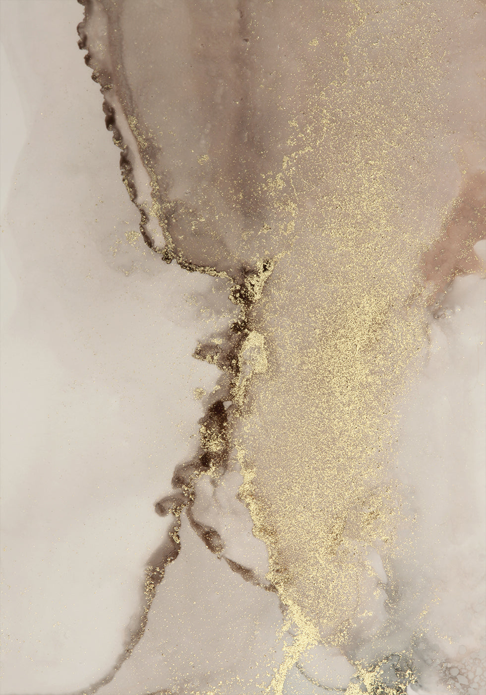 Abstraktes Goldfluss-Poster - Posterbox.dk