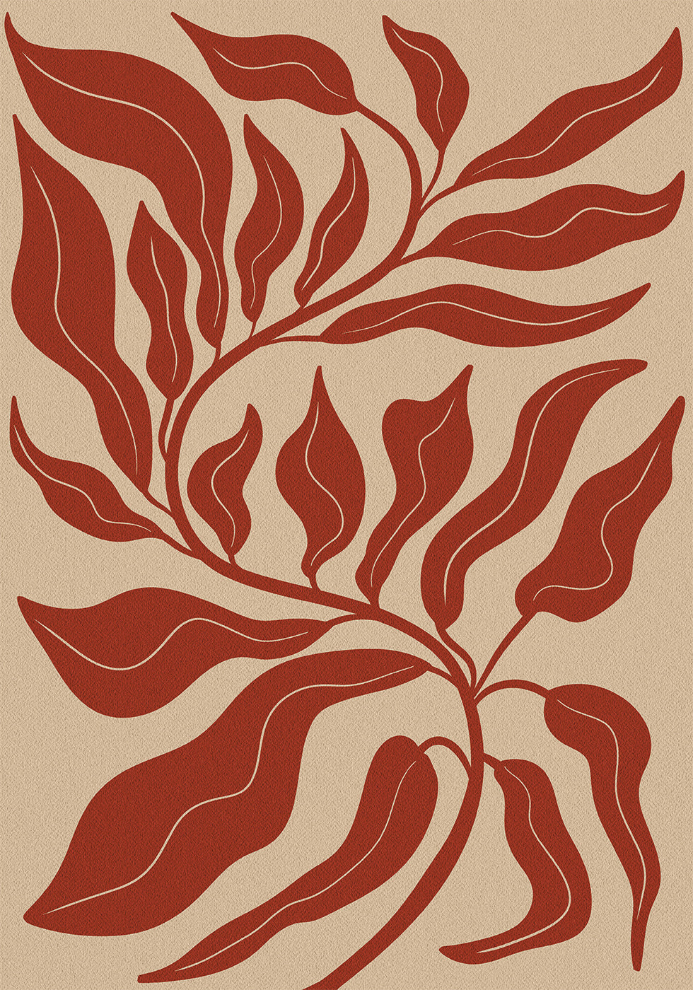 Abstraktes rotes Blatt-Poster - Posterbox.dk