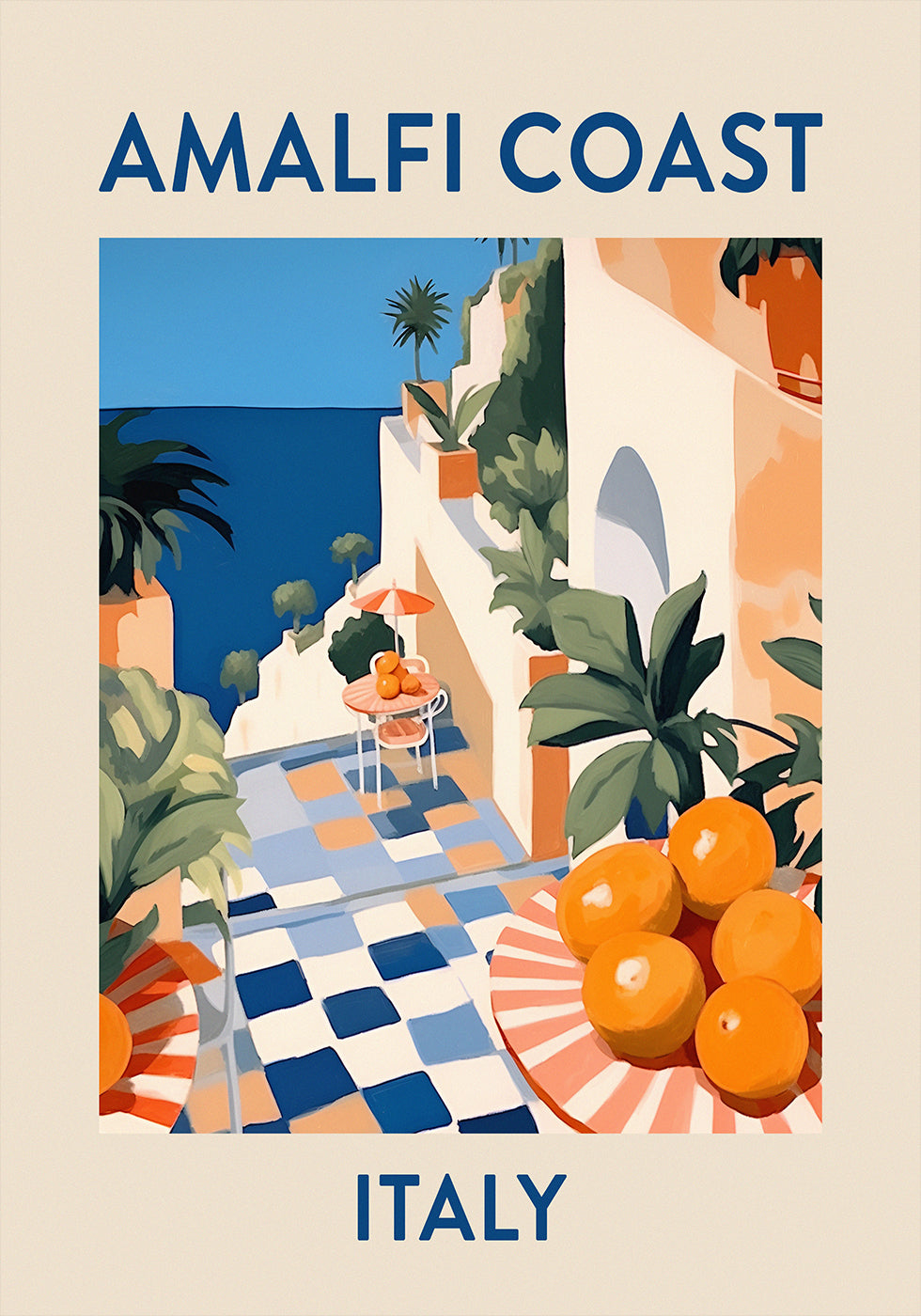Amalfiküste-Druck, Italien-Reiseposter, Zitrusterrassenkunst, mediterranes Sommerposter - Posterbox.dk