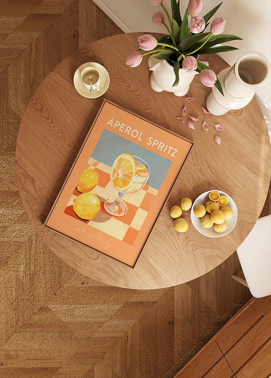 Aperol Spritz-Druck, Zitrus-Cocktail-Kunst, italienisches Sommergetränk-Poster – Posterbox.dk