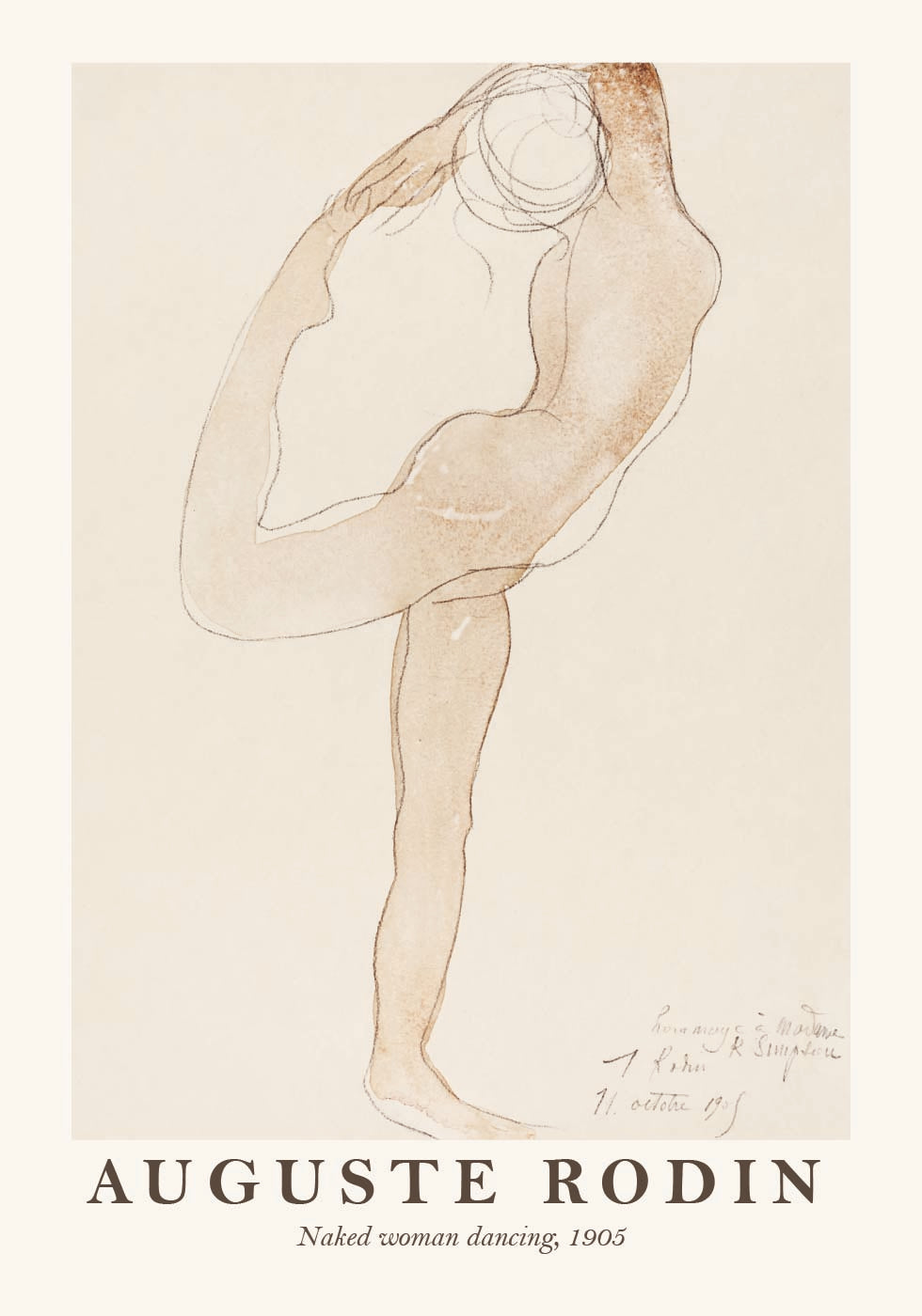 Auguste Rodin, Nackte tanzende Frau Poster - Posterbox.dk