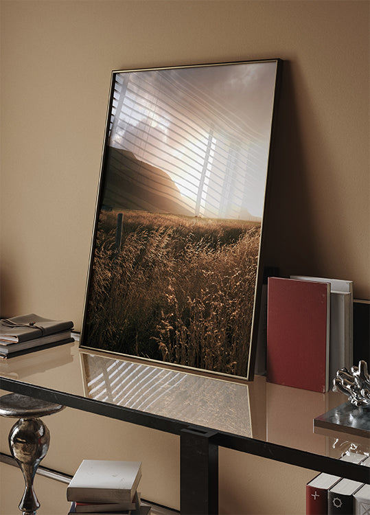 Poster Herbstsonnenuntergang über dem Feld - Posterbox.dk