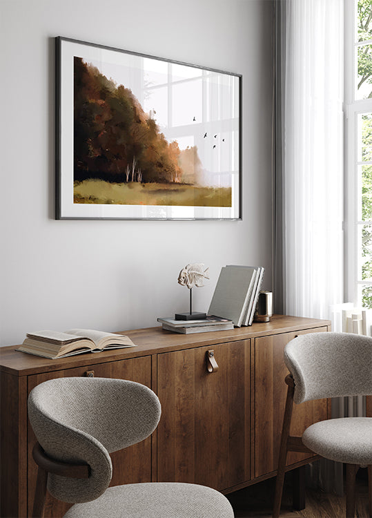 Herbstliches Aquarell-Landschaftsposter - Posterbox.dk