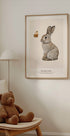 Baby-Hase und Schmetterling, personalisiertes Baby-Mädchen-Poster - Posterbox.dk