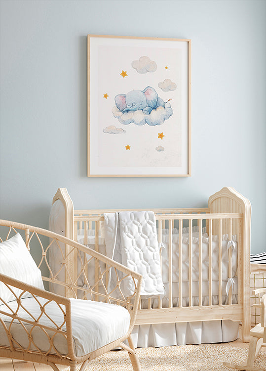 Poster „Baby Elefant träumt auf Wolken“ – Posterbox.dk