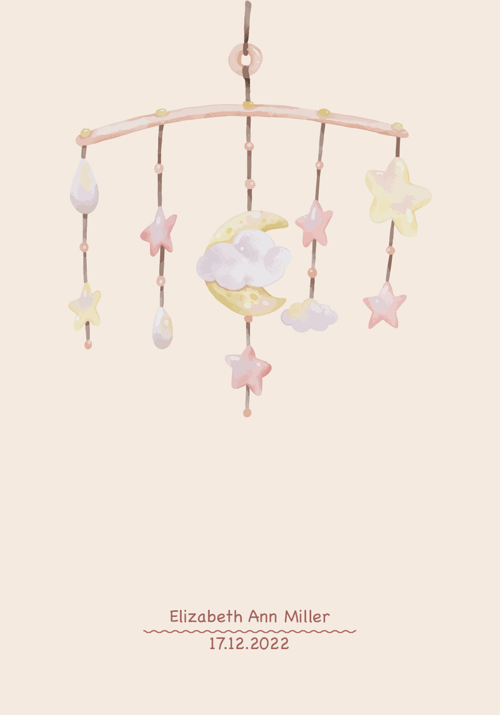 Baby-Mobile, Pastell-Kinderzimmer-personalisiertes Poster - Posterbox.dk