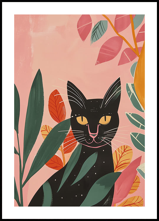 Schwarze Katze im Dschungel Poster - Posterbox.dk