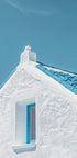 Poster mit blauem Dach und weißen Wänden - Posterbox.dk