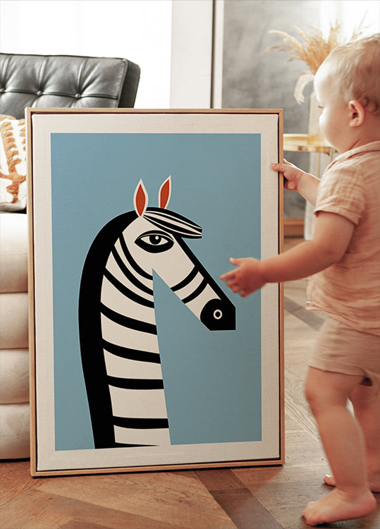 Auffälliges grafisches Zebra-Poster - Posterbox.dk