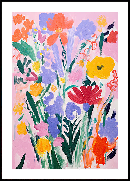 Auffälliges Wildblumenstrauß, ausdrucksstarkes Blumenposter – Posterbox.dk