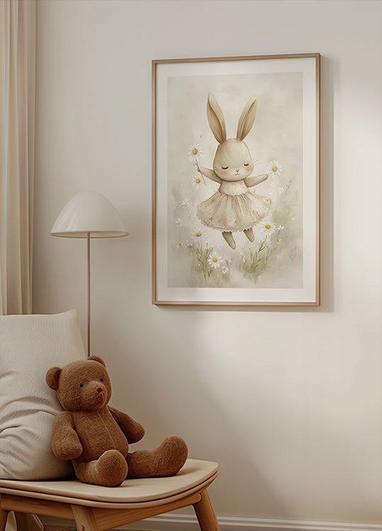 Poster Hase und Gänseblümchen - Posterbox.dk