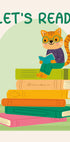 Katze liest auf Bücherstapel, Let's Read Poster - Posterbox.dk
