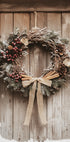 Weihnachtskranz auf einer Holztür Poster - Posterbox.dk