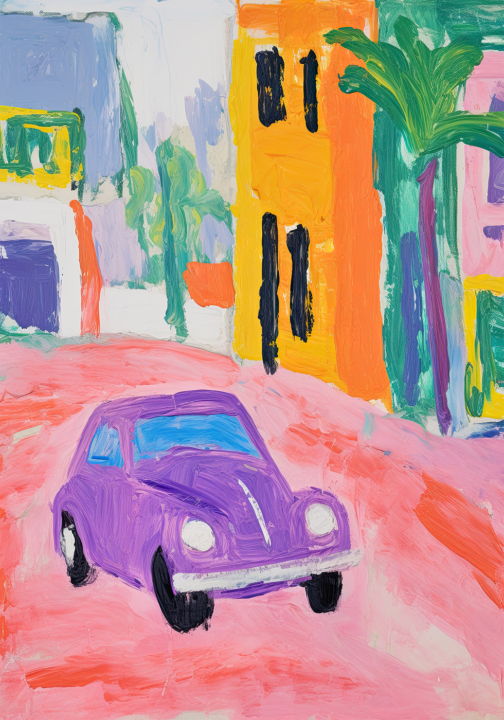 Buntes Stadtauto-Poster - Posterbox.dk