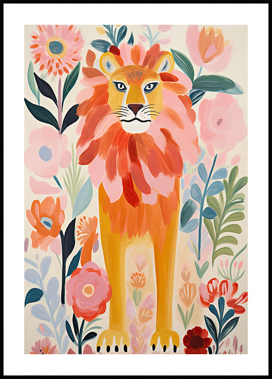 Bunter Löwe in voller Blüte Poster - Posterbox.dk