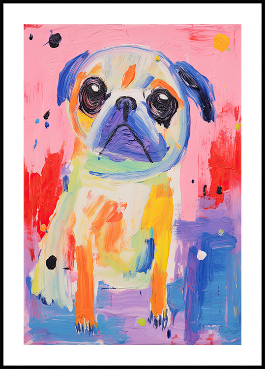 Buntes Mops-Poster - Posterbox.dk