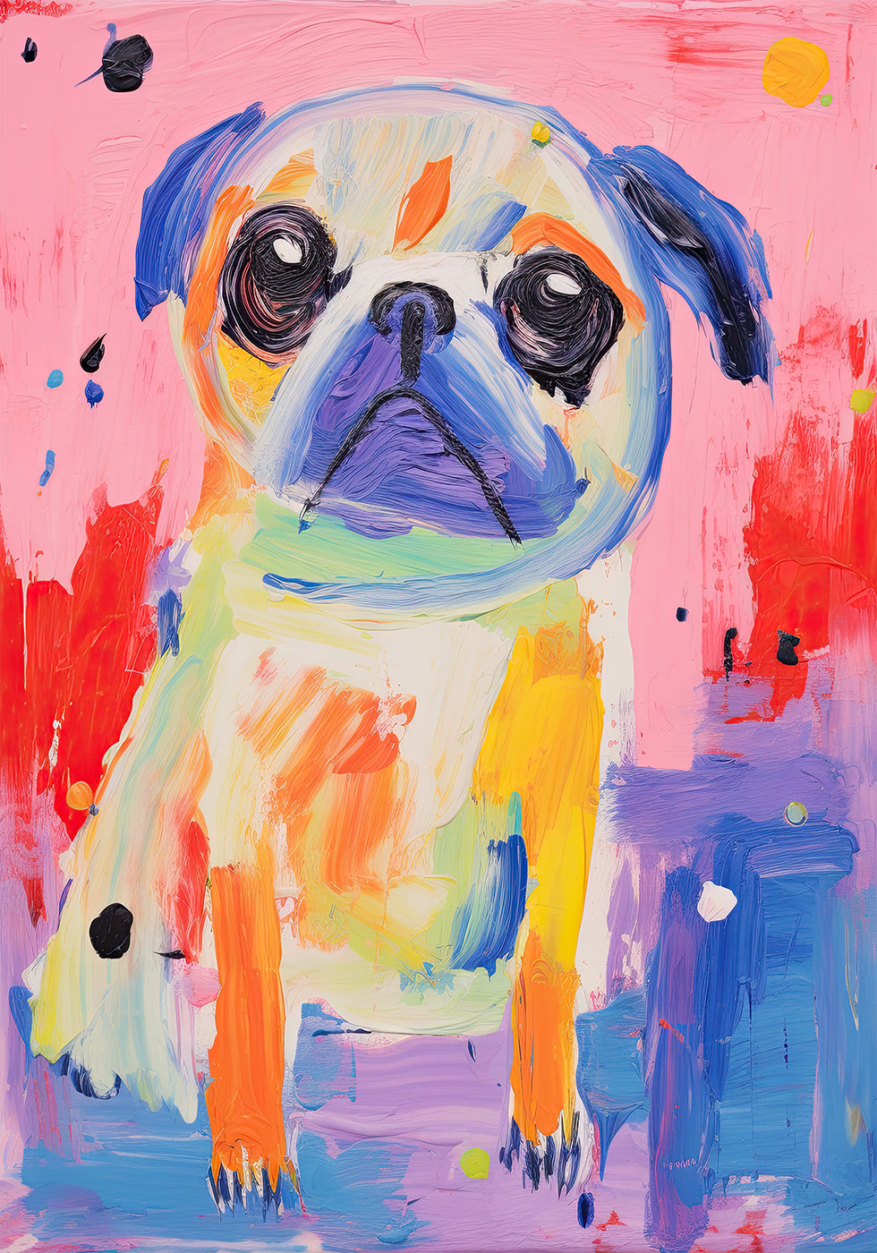 Buntes Mops-Poster - Posterbox.dk