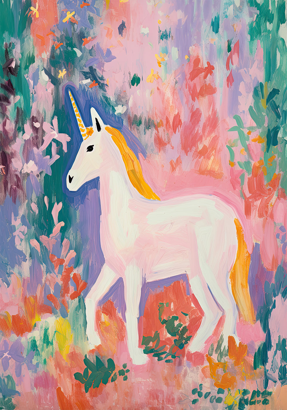 Buntes Einhorn-Poster - Posterbox.dk