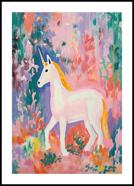 Buntes Einhorn-Poster - Posterbox.dk