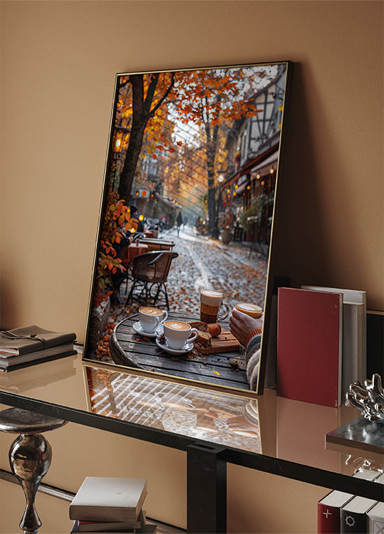 Gemütliches Herbst-Café-Szenen-Poster - Posterbox.dk