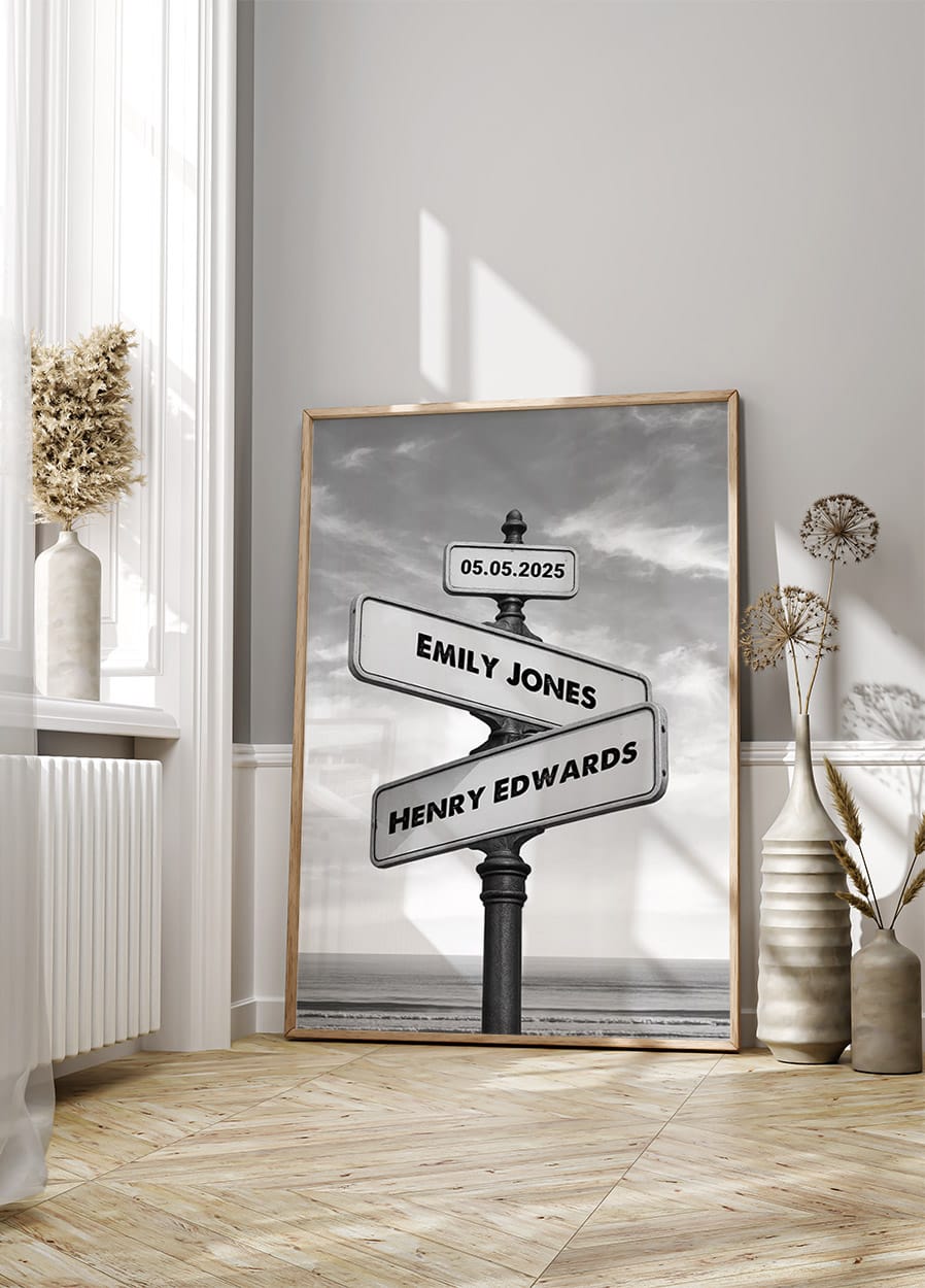 Crossroads of Love, personalisiertes Wegweiser-Poster - Posterbox.dk