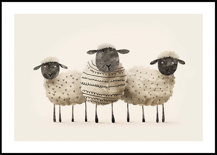 Niedliches Schwarzgesicht-Schaf-Trio-Poster - Posterbox.dk