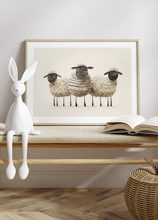 Niedliches Schwarzgesicht-Schaf-Trio-Poster - Posterbox.dk