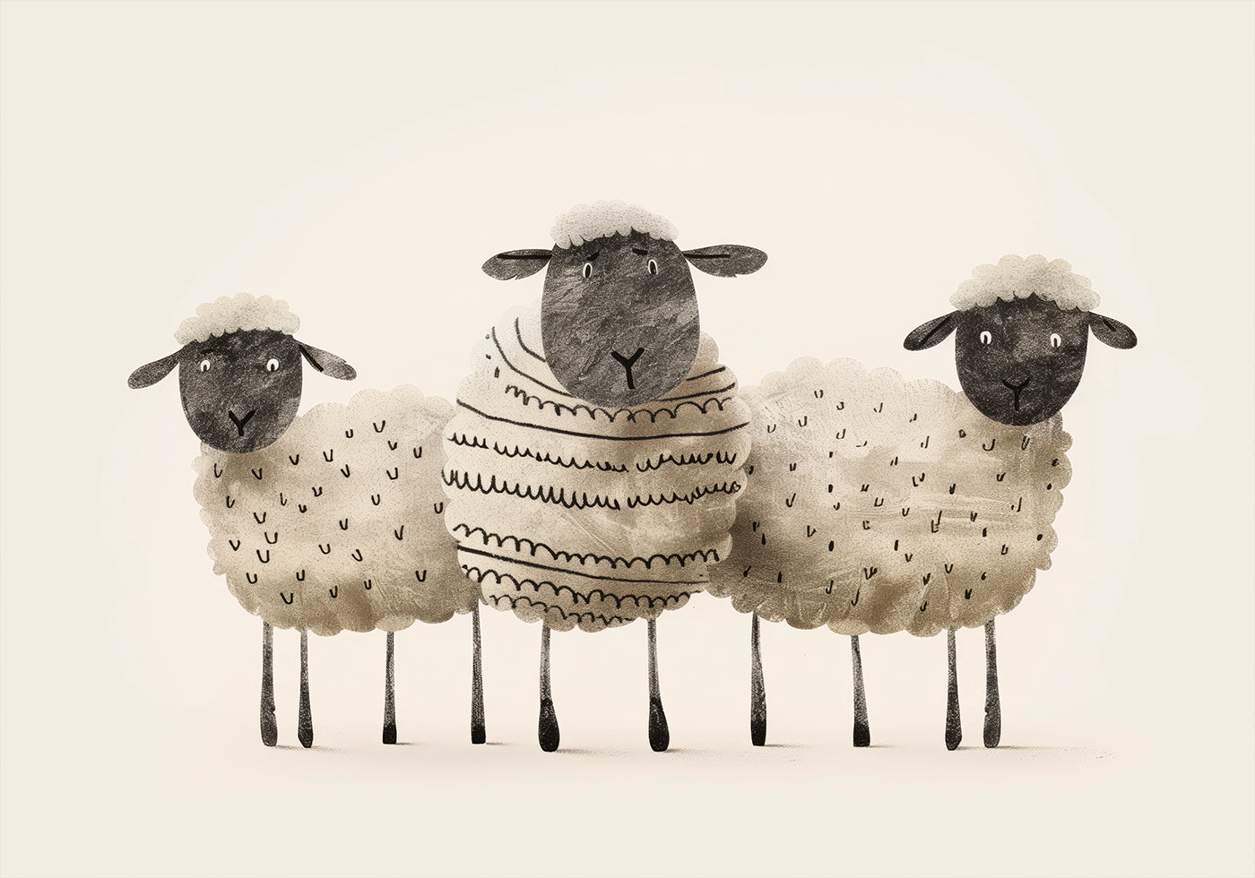 Niedliches Schwarzgesicht-Schaf-Trio-Poster - Posterbox.dk