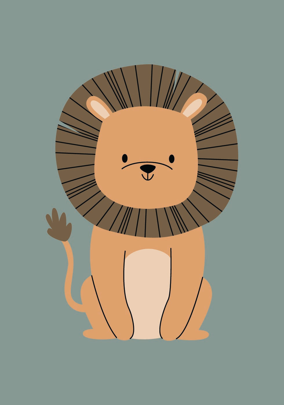 Niedliches Löwen-Illustrationsposter - Posterbox.dk