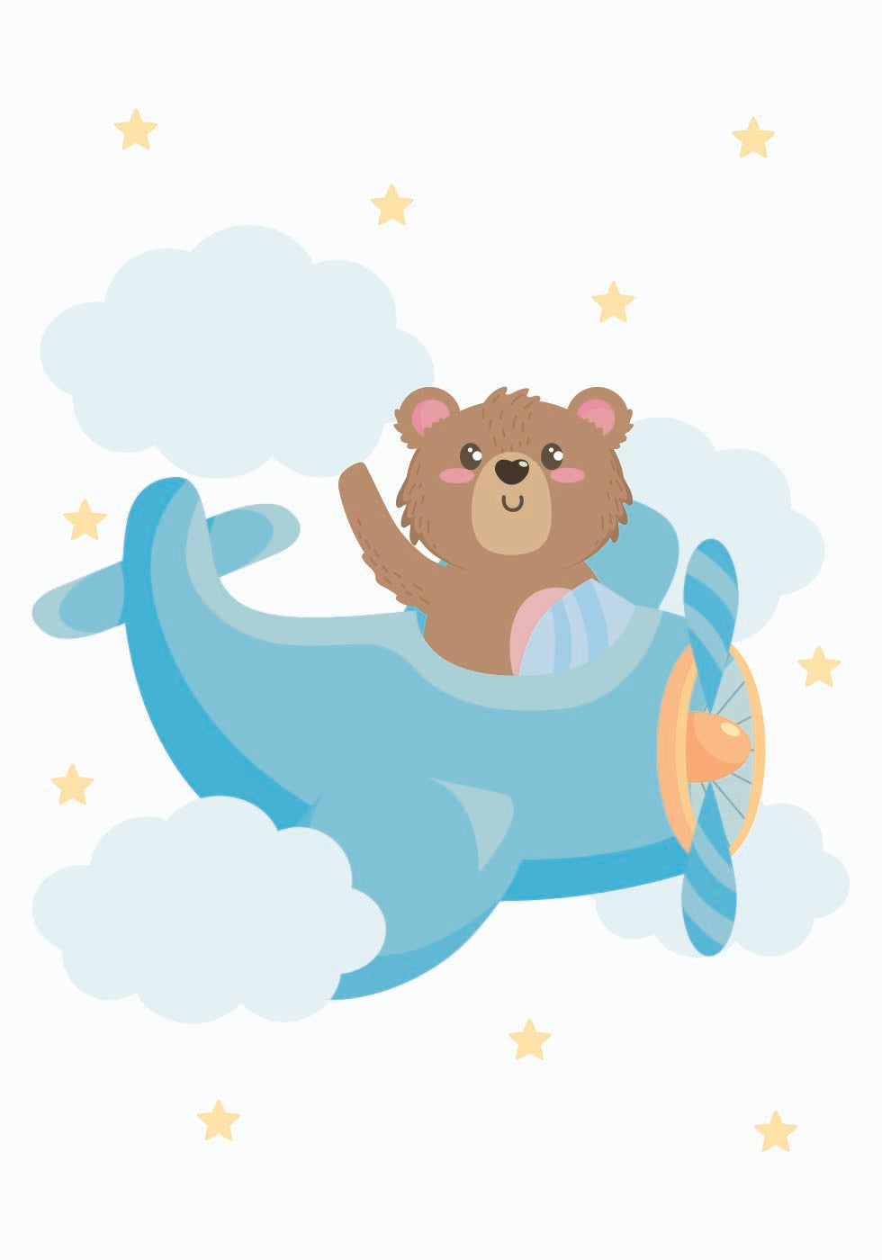 Süßes Teddybär-Flugzeug-Poster - Posterbox.dk