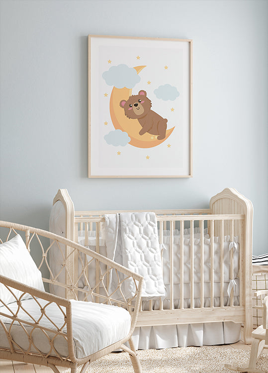 Süßes Teddybär-Mond-Poster - Posterbox.dk