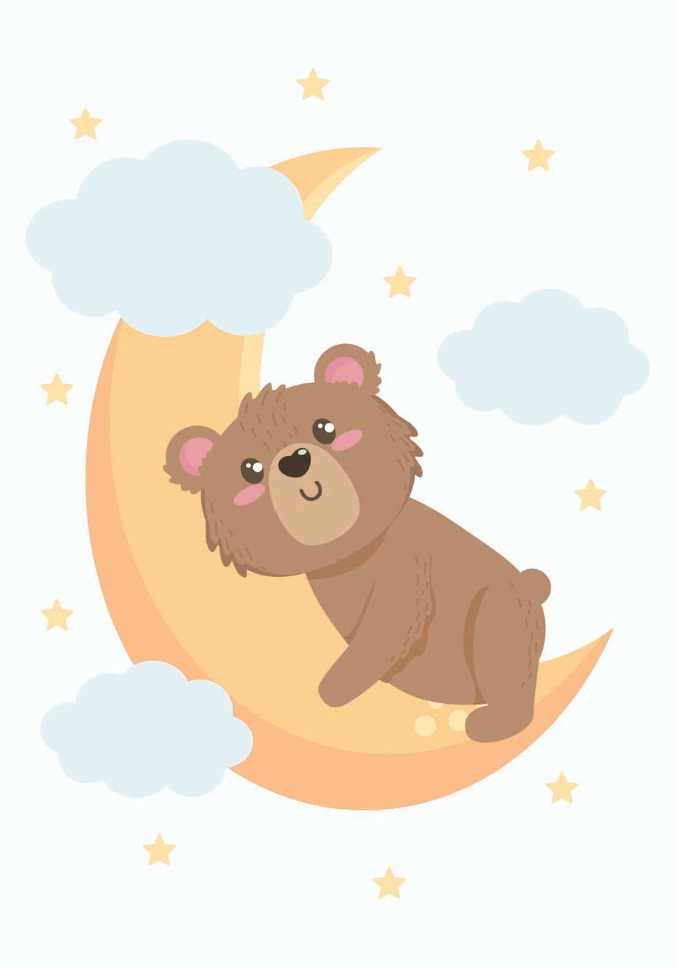 Süßes Teddybär-Mond-Poster - Posterbox.dk