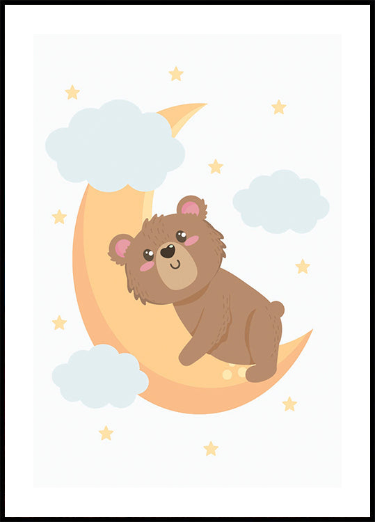 Süßes Teddybär-Mond-Poster - Posterbox.dk