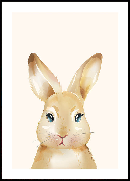Niedliches Aquarell-Häschen, Tier-Kinderzimmer-Druckposter - Posterbox.dk