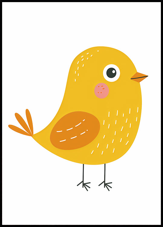 Niedliches gelbes Vogel-Illustrationsposter - Posterbox.dk
