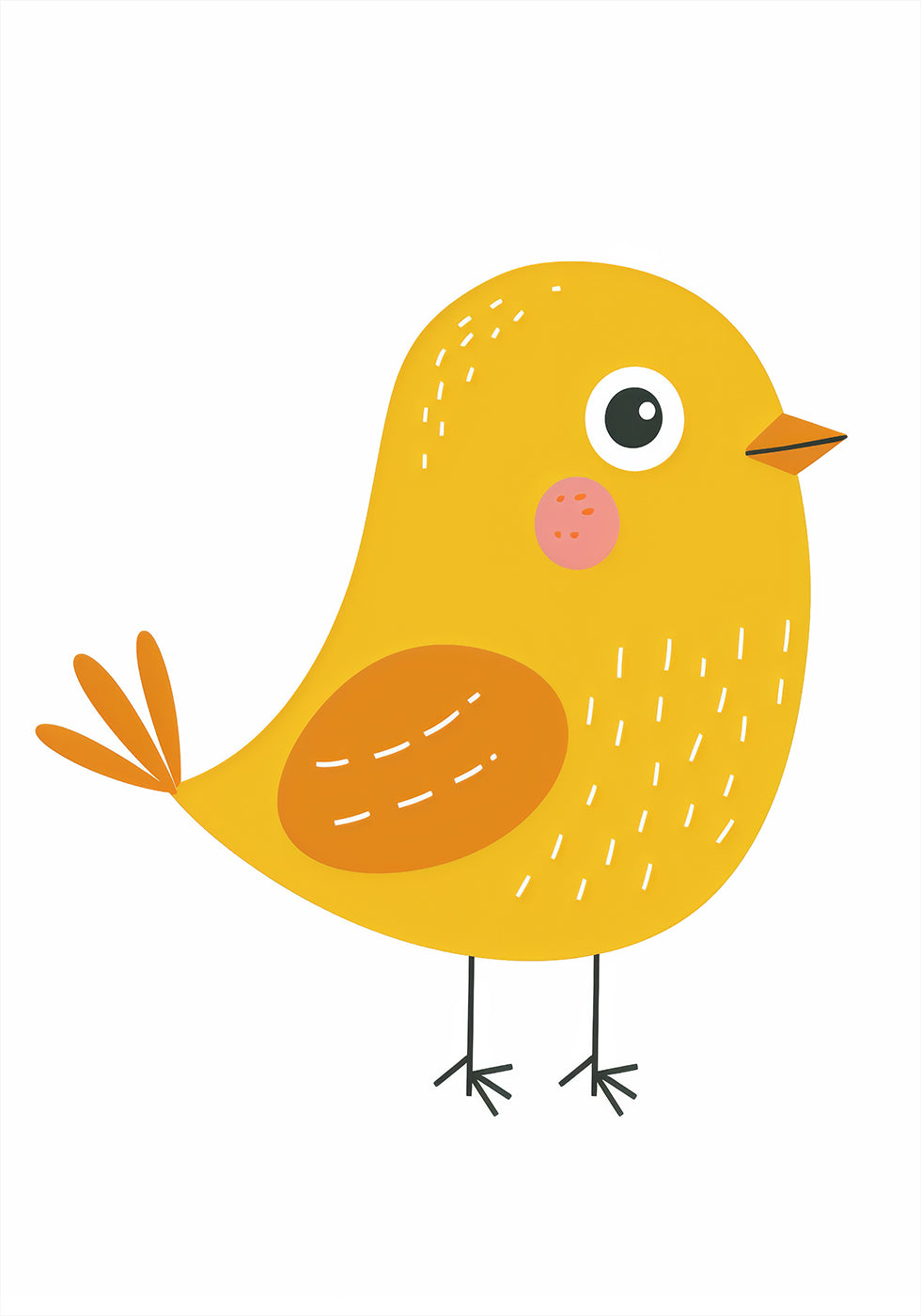 Niedliches gelbes Vogel-Illustrationsposter - Posterbox.dk