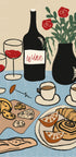 Poster für den Esstisch, französisches Wein- und Käsegedeck - Posterbox.dk